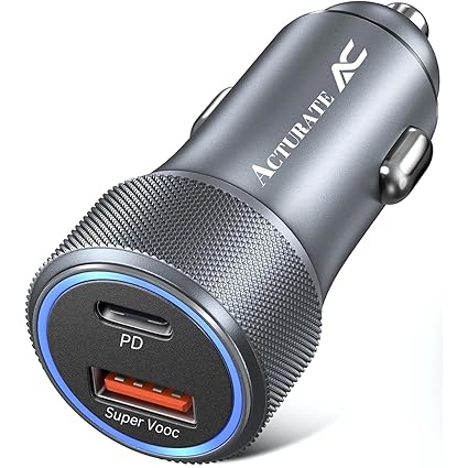ACTURATE - India's 1st Car Charger 110W with All Phones Support Super Fast Charging Protocols | Dual Output (80W USB + 30W Type C) Fast Car Adapter | Compatible for iPhone, Android, Tablets and More